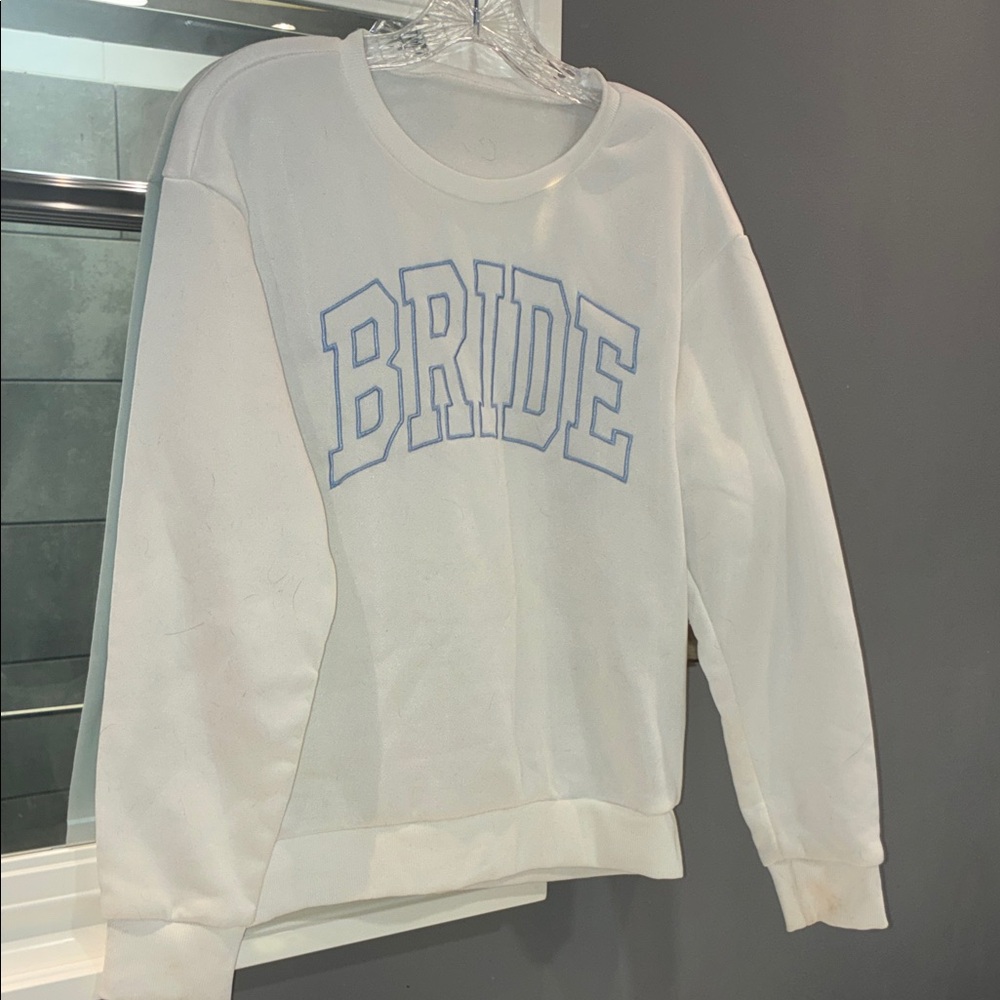 White 'BRIDE' Crewneck Sweatshirt - Bridal Pullover